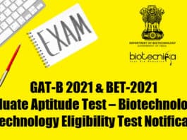DBT JRF 2021 BET GAT-B 2021