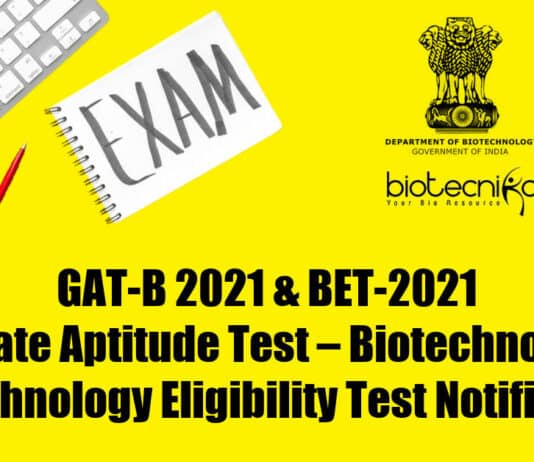 DBT JRF 2021 BET GAT-B 2021