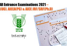 ICAR Entrance Examinations 2021