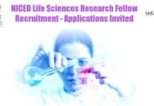 NICED Life Sciences Research Fellow Recruitment – Applications Invited ICMR-NICED Research Fellow Job