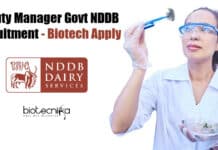 Deputy Manager Govt NDDB Recruitment – Biotech Apply NDDB Biotech Jobs