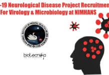 COVID-19 Neurological Disease Project Recruitment For Virology & Microbiology at NIMHANS NIMHANS Neurology Research Jobs