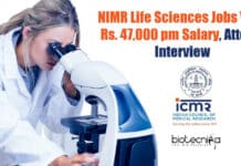 NIMR Life Sciences Jobs With Rs. 47,000 pm Salary, Attend Interview NIMR Research Jobs