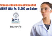Life Science Non Medical Scientist Job at NIMR With Rs. 51,000 pm Salary NIMR Scientist Job