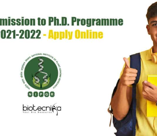 NIPGR PhD Admissions 2021
