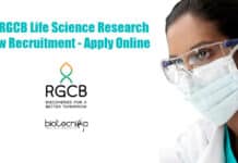 Govt RGCB Life Science Research Fellow Recruitment – Apply Online RGCB Life Science JRF