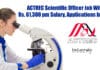 ACTREC Scientific Officer Job With Rs. 61,300 pm Salary, Applications Invited ACTREC Scientific Officer Job