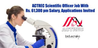 ACTREC Scientific Officer Job