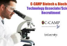 C-CAMP Biotech & Biochem Technology Associate/Scientist Recruitment C-CAMP Biotech Scientist