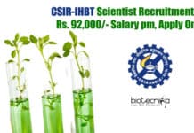 CSIR-IHBT Scientist Recruitment With Rs. 92,000/- Salary pm, Apply Online CSIR-IHBT Scientist