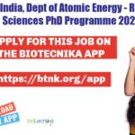 Govt of India, Dept of Atomic Energy – RRCAT Life Sciences PhD Programme 2022 RRCAT Life Sciences PhD