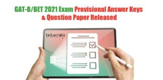 GAT-B/BET 2021 Exam Answer