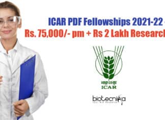 ICAR PDF Fellowships 2021