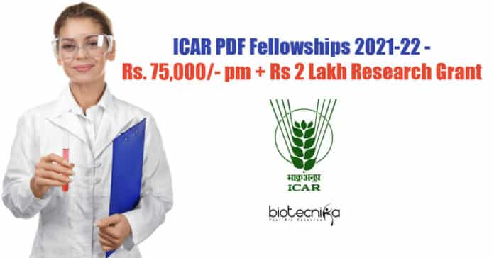 ICAR PDF Fellowships 2021