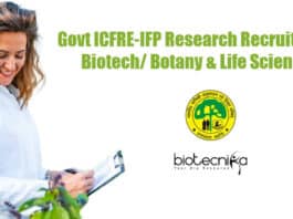 ICFRE-IFP Life Science Jobs