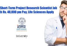 ICMR Short-Term Project Research Scientist Job With Rs. 48,000 pm Pay, Life Sciences Apply ICMR Project Research Job