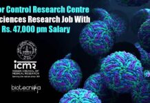 Vector Control Research Centre Life Sciences Research Job With Rs. 47,000 pm Salary ICMR-VCRC Life Sciences Job