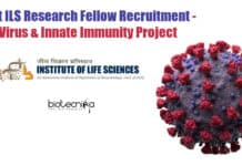 Govt ILS Research Fellow Recruitment – Virus & Innate Immunity Project ILS Bhubaneswar JRF Recruitment