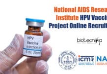 National AIDS Research Institute HPV Vaccine Project Online Recruitment NARI SRF Job