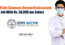 NICPR Life Sciences Research Associate Job With Rs. 58,000 pm Salary NICPR Life Sciences Research