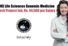 NIMHANS Life Sciences Genomic Medicine Research Project Job, Rs. 44,500 pm Salary NIMHANS Life Sciences Research