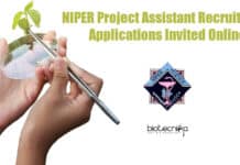 NIPER Project Assistant Recruitment, Applications Invited Online NIPER Project Assistant