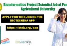 Bioinformatics Project Scientist Job at Punjab Agricultural University Bioinformatics Project Scientist Job
