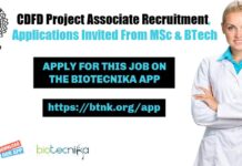 CDFD Project Associate Recruitment, Applications Invited From MSc & BTech CDFD Project Associate Recruitment