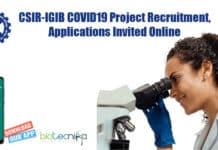 CSIR-IGIB COVID19 Project Recruitment, Applications Invited Online CSIR-IGIB Research Project