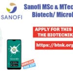 Sanofi Biotech & Microbiology Officer Job For MSc/MTech, Apply Online Sanofi Biotech & Microbiology