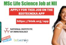 Immune Response Analysis To Vaccine Project Job For Life Sciences at NII MSc Life Science Job