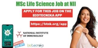 MSc Life Science Job