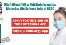 Govt NCDC Jobs – Bioinformatics, Biotech & Life Science With Rs. 75,000 pm Govt NCDC Jobs
