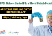 HPCL Biofuels Limited Biotech Recruitment, Applications Invited HPCL Biofuels Limited Recruitment