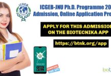 ICGEB-JNU Ph.D. Programme 2021 Admission, Online Application Process ICGEB-JNU PhD Programme 2021