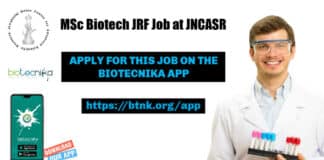 JNCASR Biotech JRF Job