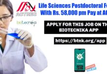 Life Sciences Postdoctoral Fellows With Rs. 58,000 pm Pay at ACTREC Life Sciences Postdoctoral Fellows