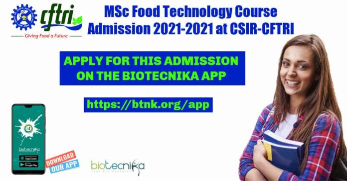 MSc Food Tech Admission