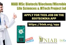 NIAB Project Associate Jobs For MTech & MSc, Apply Online NIAB Project Associate Jobs