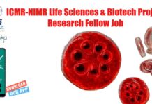 ICMR-NIMR Project Research Fellow Biotech & Life Sciences Job, Attend Walk-In NIMR Research Job