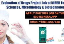 Evaluation of Drugs Project Recruitment at ICMR-NIRRH, Apply Online NIRRH Project Vacancy
