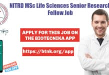 National Institute of Tuberculosis and Respiratory Diseases Life Sciences Research Job NITRD Life Sciences SRF