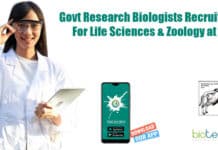 Govt Research Biologists Recruitment For Life Sciences & Zoology at ZSI Research Biologists at ZSI