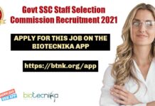 Govt SSC Staff Selection Commission Recruitment 2021, Online Application Process SSC Staff Selection Commission