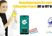 Ramalingaswami Re-entry Fellowship Project JRF at VIT Vellore VIT Vellore Fellow Jobs