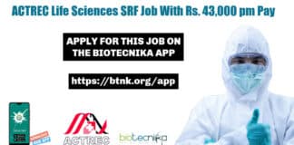 ACTREC Jobs Life Sciences