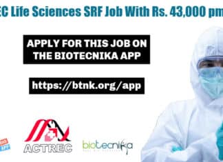 ACTREC Jobs Life Sciences