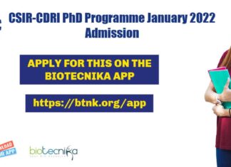 CSIR-CDRI PhD 2022 Programme