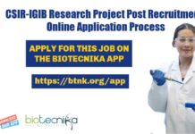 CSIR-IGIB Research Project Post Recruitment, Online Application Process CSIR-IGIB Research Project