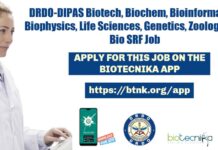 DRDO-DIPAS Life Sciences Research Fellow Recruitment 2021 DIPAS Research Fellow Job